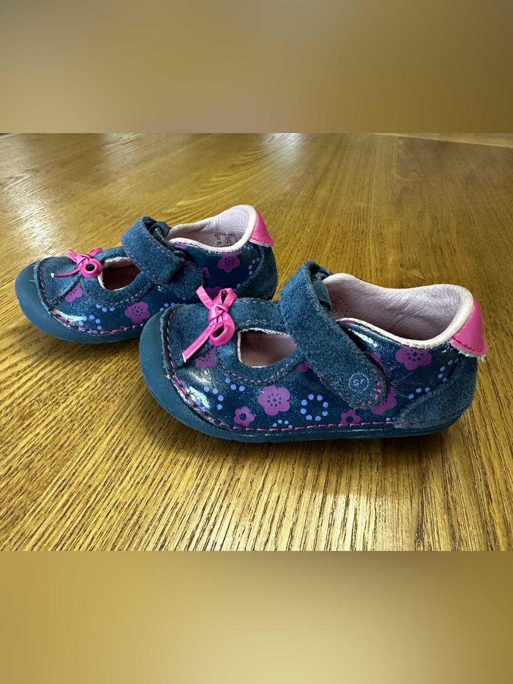 Stride Rite Toddler Floral Mary Jane Shoes in Navy and Pink/Purple - Picture 3 of 6